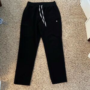 Figs high waisted yola scrub pant, large tall, black